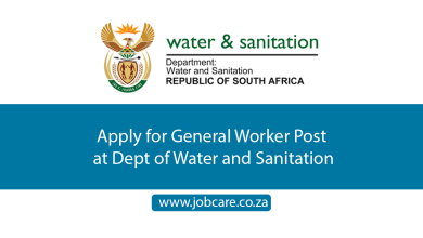 Apply for General Worker Post at Dept of Water and Sanitation