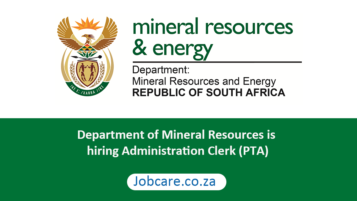Department of Mineral Resources is hiring Administration Clerk (PTA)