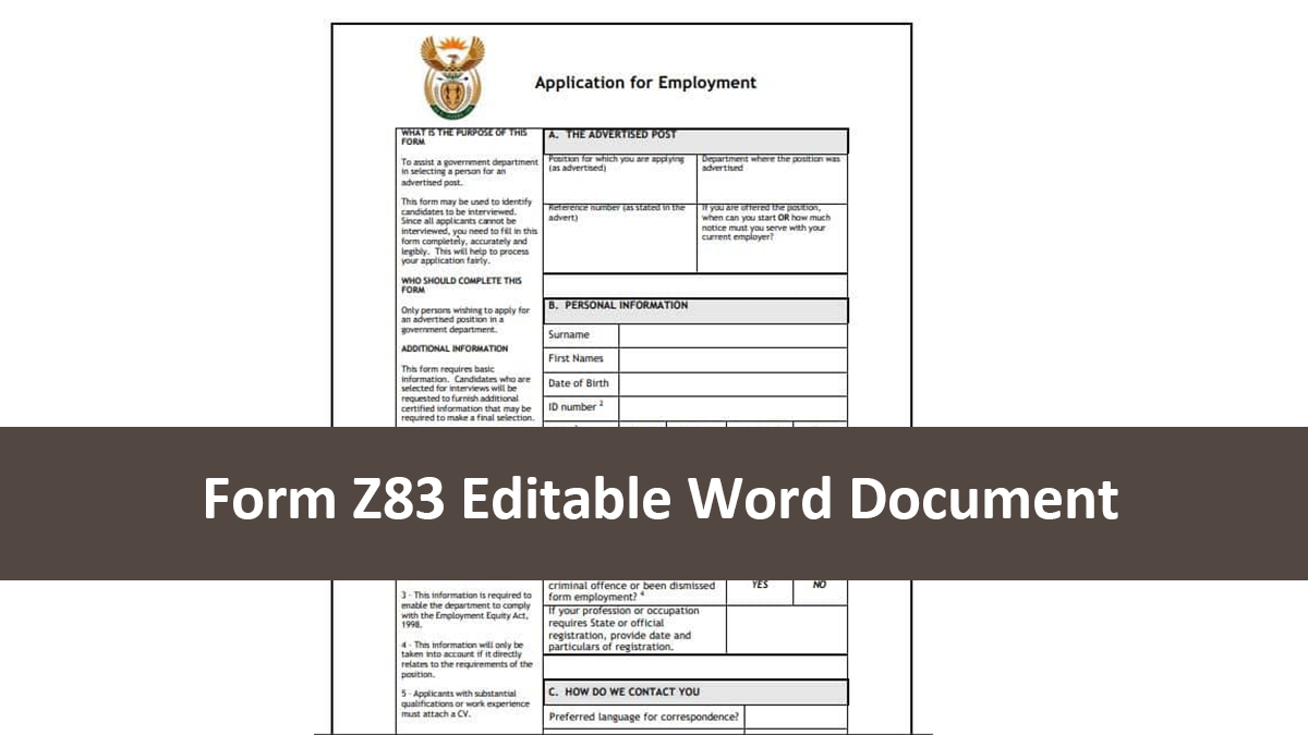 Form Z83 Editable Word Document