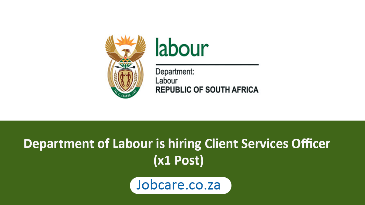 Department of Labour is hiring Client Services Officer (x1 Post)