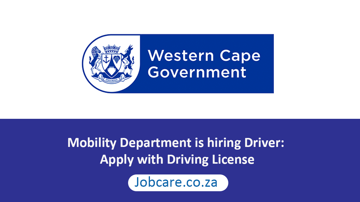 Mobility Department is hiring Driver: Apply with Driving License