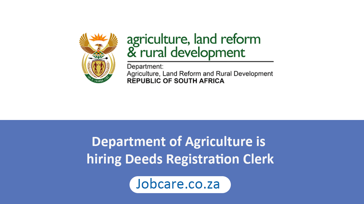 Department of Agriculture is hiring Deeds Registration Clerk