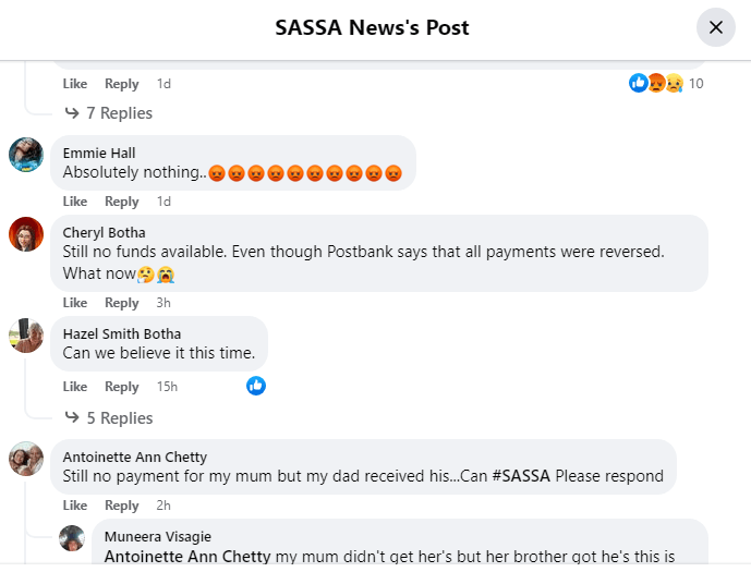 sassa no money comments