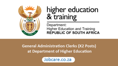 General Administration Clerks (X2 Posts) at Department of Higher Education