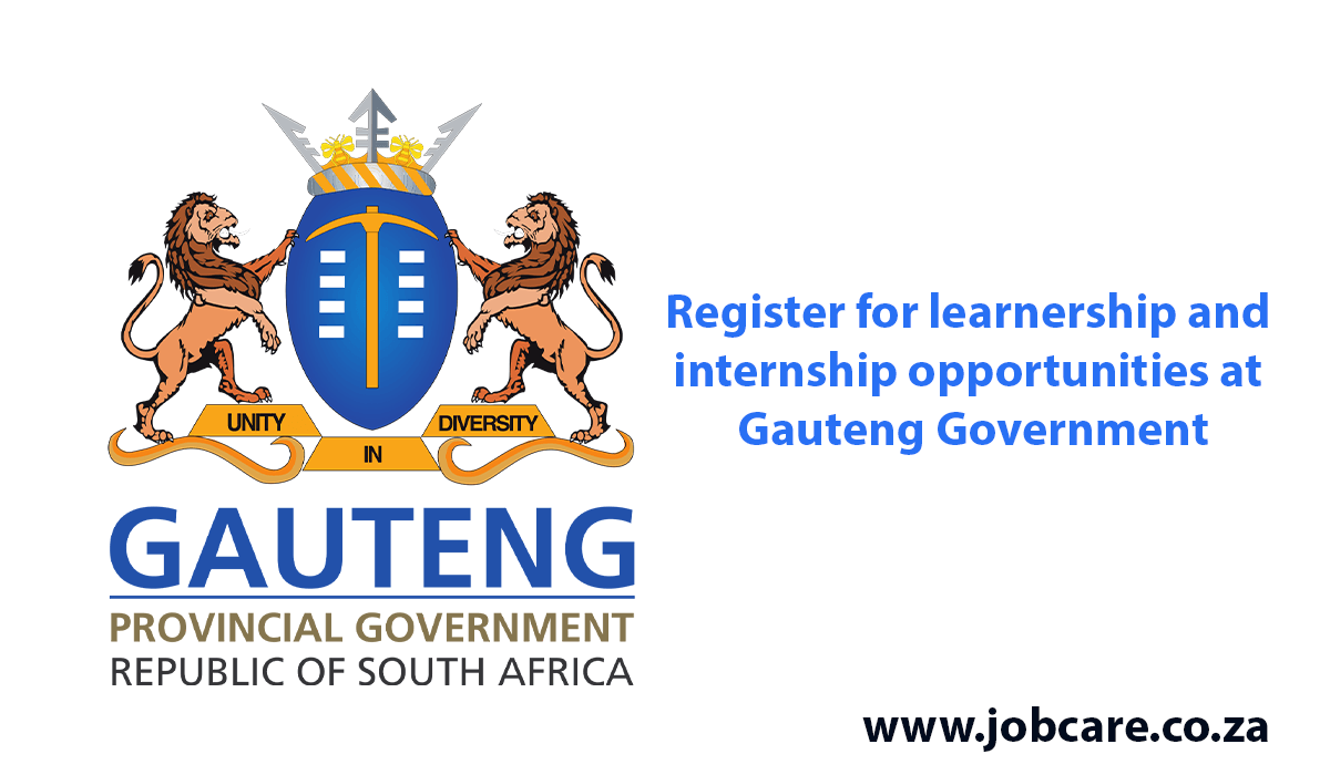 Register for learnership and internship opportunities at Gauteng Government