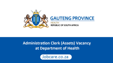 Administration Clerk (Assets) Vacancy at Department of Health