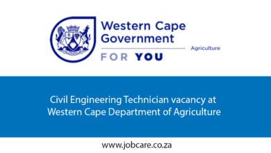 Civil Engineering Technician vacancy at Western Cape Department of Agriculture