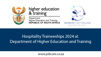 Hospitality Traineeships 2024 at Department of Higher Education and Training