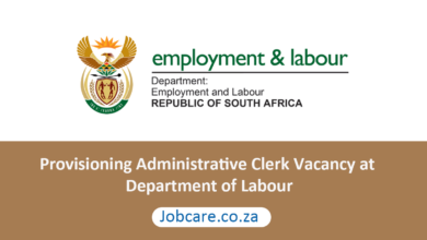 Provisioning Administrative Clerk Vacancy at Department of Labour