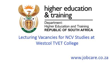 Lecturing Vacancies for NCV Studies at Westcol TVET College