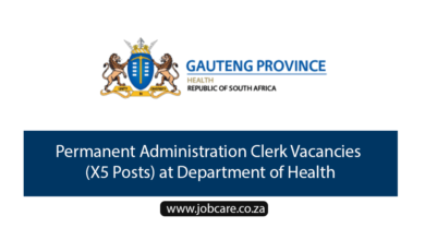 Permanent Administration Clerk Vacancies (X5 Posts) at Department of Health