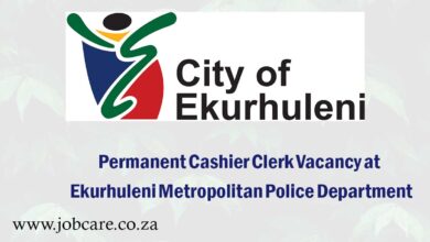 Permanent Cashier Clerk Vacancy at Ekurhuleni Metropolitan Police Department