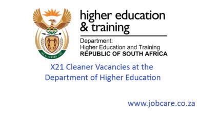 X21 Cleaner Vacancies at the Department of Higher Education
