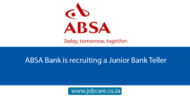 ABSA Bank is recruiting a Junior Bank Teller