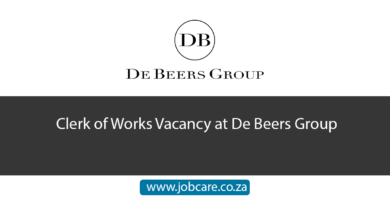 Clerk of Works Vacancy at De Beers Group