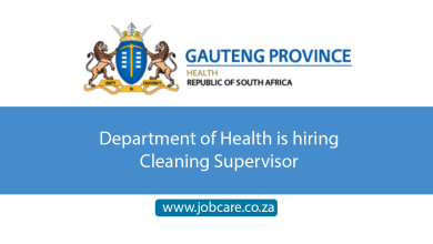Department of Health is hiring Cleaning Supervisor