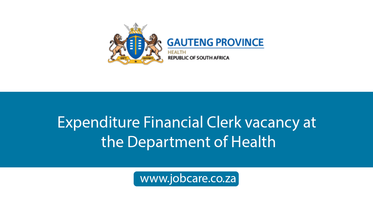 Expenditure Financial Clerk vacancy at the Department of Health
