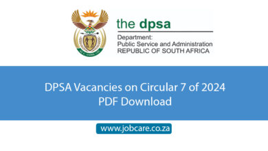 DPSA Vacancies on Circular 7 of 2024 PDF Download
