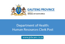 Department of Health: Human Resources Clerk Post