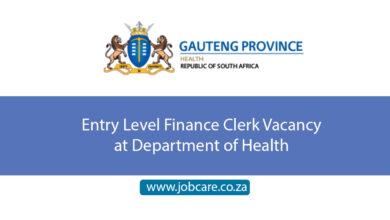 Entry Level Finance Clerk Vacancy at Department of Health