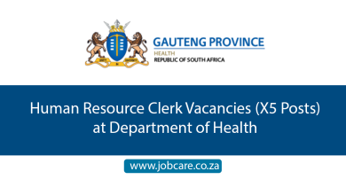 Human Resource Clerk Vacancies (X5 Posts) at Department of Health