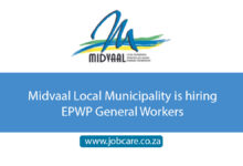 Midvaal Local Municipality is hiring EPWP General Workers