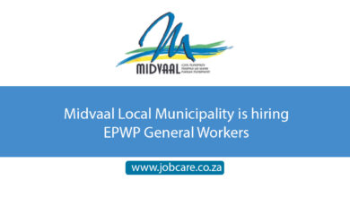 Midvaal Local Municipality is hiring EPWP General Workers