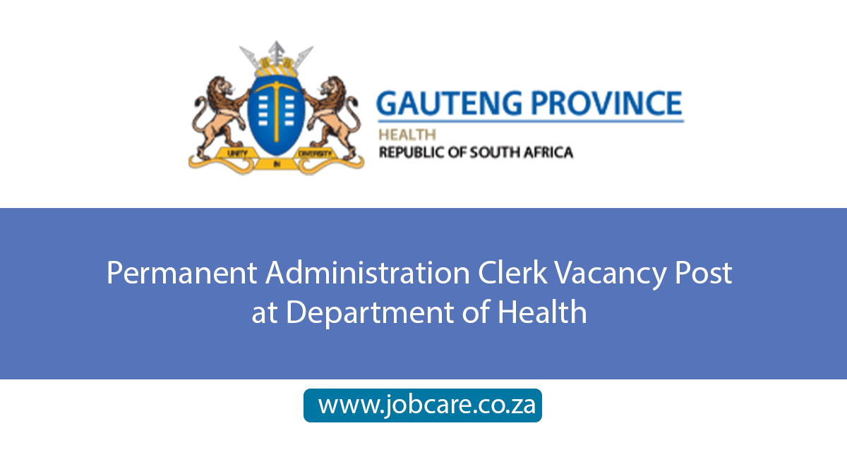 Permanent Administration Clerk Vacancy Post at Department of Health