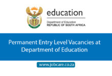 Permanent Entry Level Vacancies at Department of Education