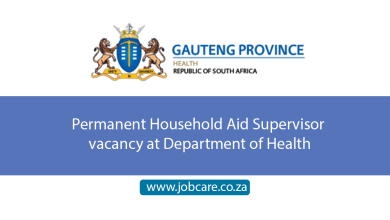 Permanent Household Aid Supervisor vacancy at Department of Health