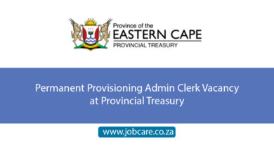 Permanent Provisioning Admin Clerk Vacancy at Provincial Treasury