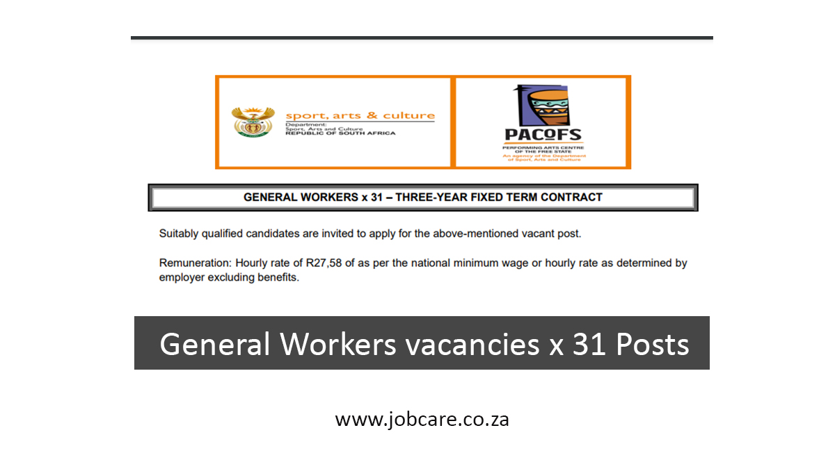 PACOFS: General Workers vacancies x 31 Posts