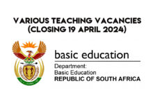 Various Teaching Vacancies (Closing 19 April 2024)