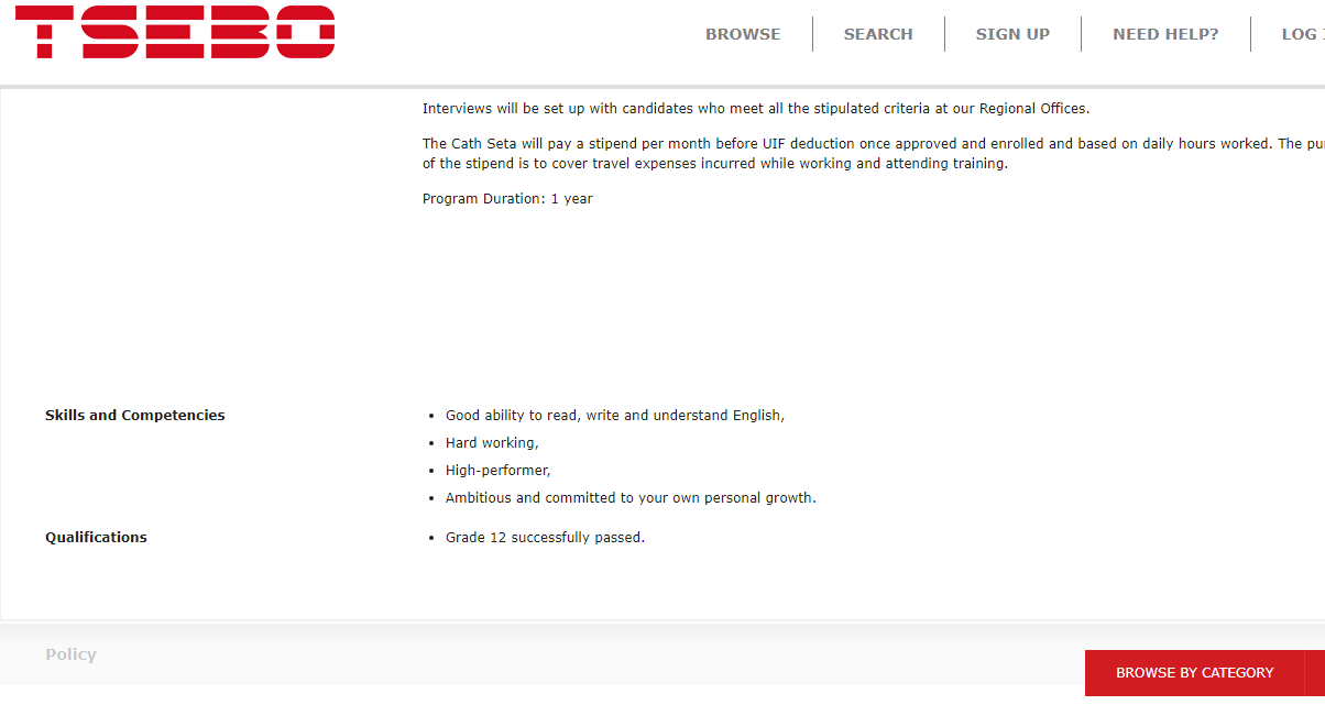 Business Administration Learnerships (Tsebo Cleaning)