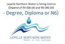 Lepelle Northern Water is hiring Interns (Stipend of R4 000.00 and R6 000.00)
