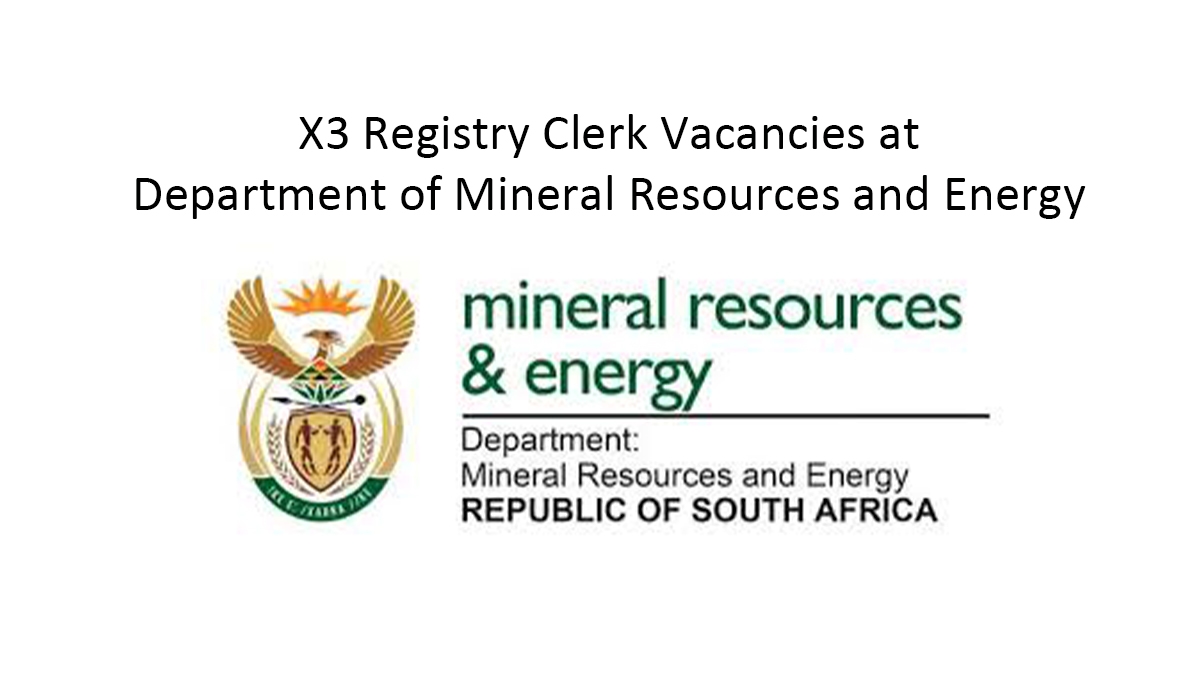 X3 Registry Clerk Vacancies at Department of Mineral Resources and Energy