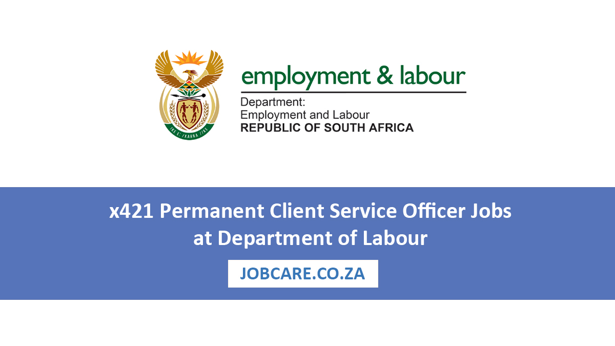x421 Permanent Client Service Officer Jobs at Department of Labour