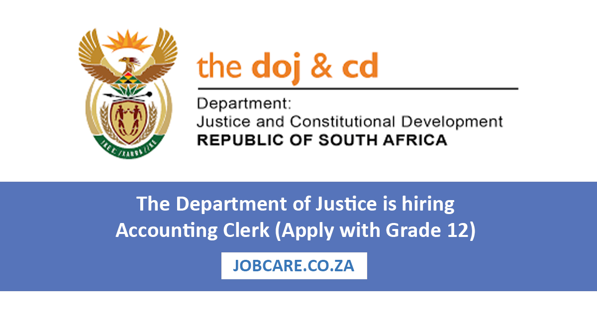 The Department of Justice is hiring Accounting Clerk (Apply with Grade 12)