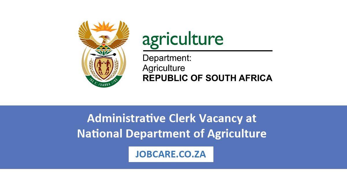 Administrative Clerk Vacancy at National Department of Agriculture – No Experience Required