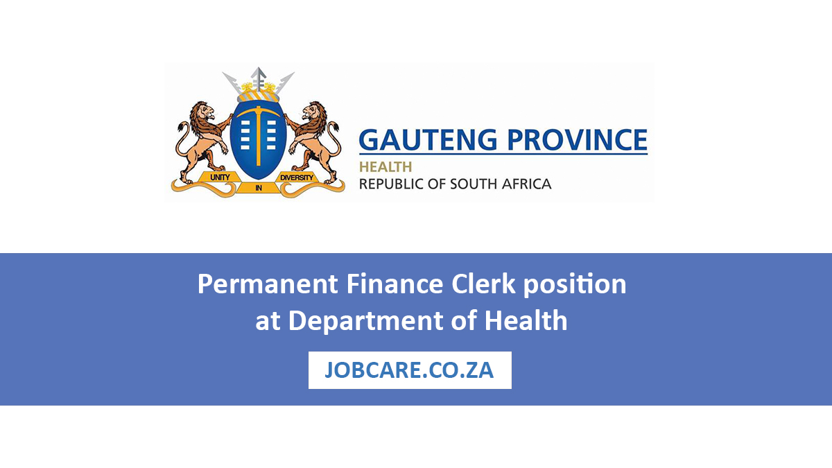 Permanent Finance Clerk position at Department of Health